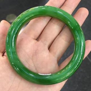 发源地 和田玉碧玉阳绿手镯 圈口61*12.5*11mm 女士玉镯子玉石收藏送